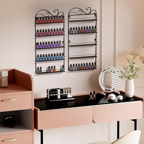 ERYTLLY Nail Polish Organizer，Wall Mounted Nail Polish Rack, Nail