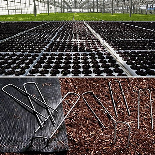 Ohuhu Garden Staples, 50Pack 12" Galvanized Iron Landscape Fabric Pins