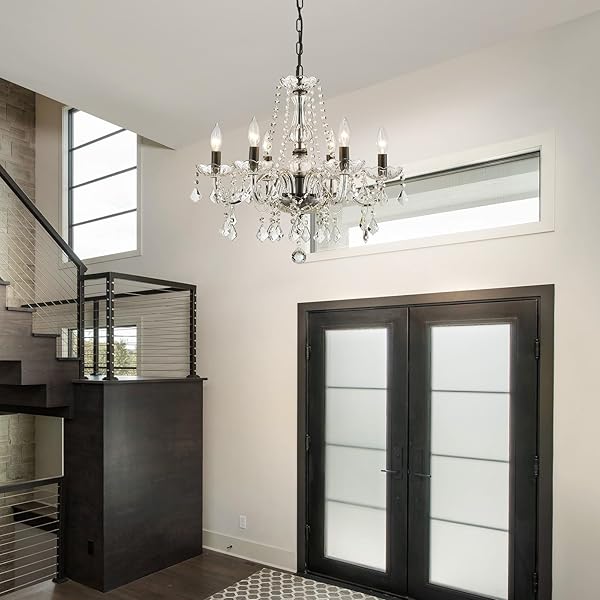 UIIMECES CRYSTAL CHANDELIER LIGHT FIXTURE, MODERN K9 CRYSTAL CHANDELIER FOR DINING ROOM, BLACK CEILING HANGING PENDANT LIGHT FIXTURE FOR LIVING ROOM, ENTRYWAY, BEDROOM, HALLWAY, KITCHEN ISLAND