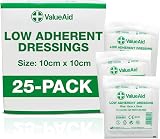 Value Aid Low Adherent Dressing Pads 10x10cm Hypoallergenic Sterile 25 Pack