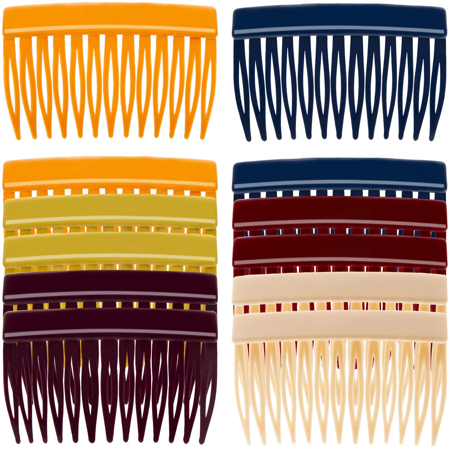 RC ROCHE ORNAMENT 12 Pcs Womens Girls Classic Side Slide Comb Premium Hair Accessory Pin Wide Teeth Solid Plastic Combs Bridal Pins Beauty Fashion Accessories, Medium Classic Multicolor : Beauty
