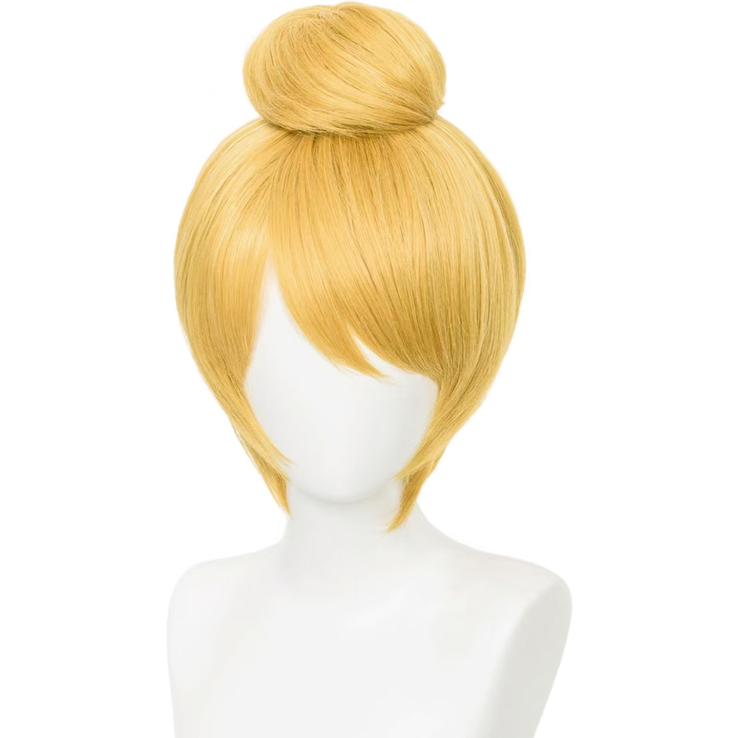 Photo 1 of Short Blonde Wig with Bangs & Bun Women's Blonde Costume Wigs Synthetic Hair for Halloween Party Daily