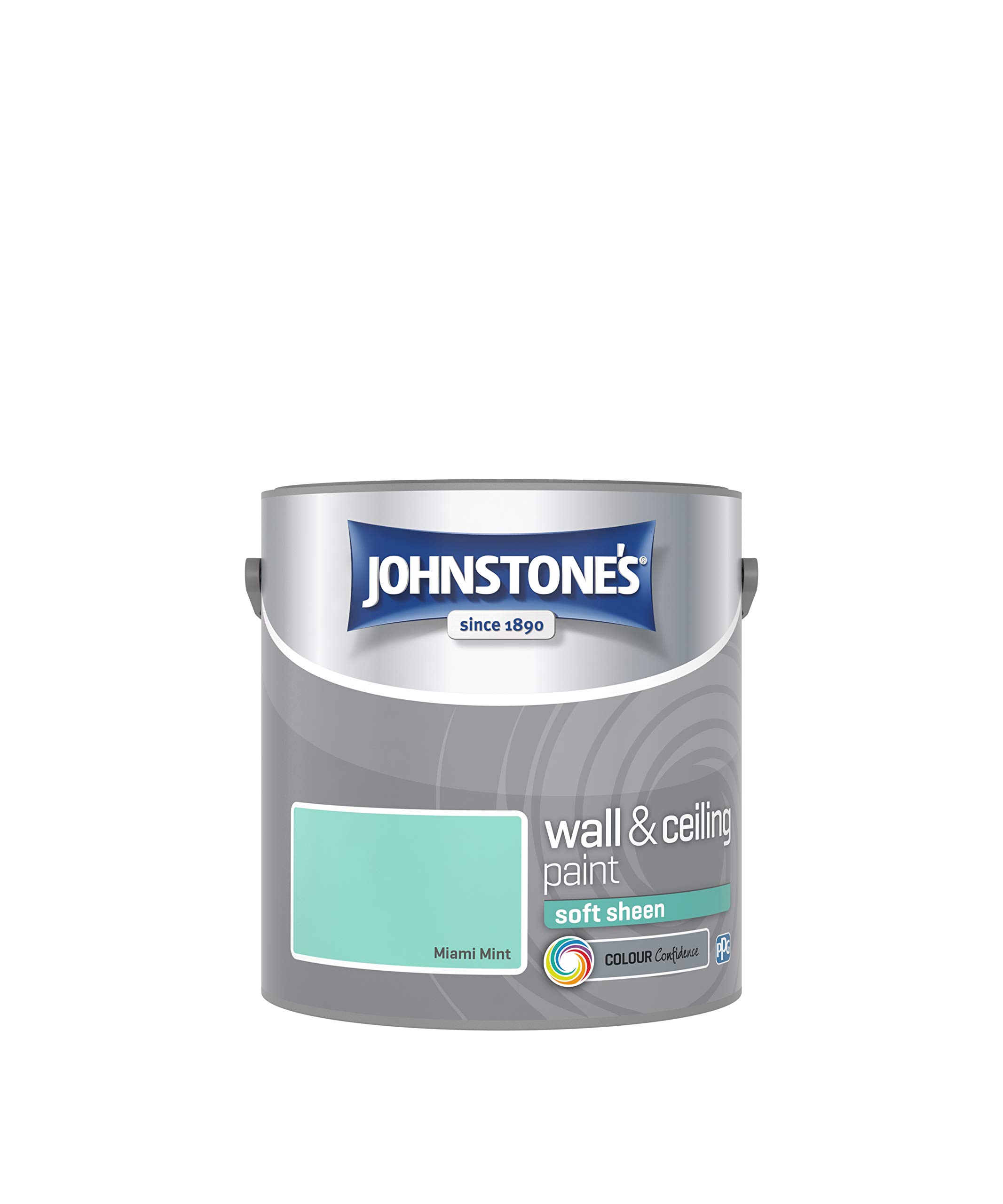 Johnstone's - Wall & Ceiling Paint - Miami Mint - Soft Sheen Finish - Emulsion Paint - Fantastic Coverage - Easy to Apply - Dry in 1-2 Hours - 12m2 Coverage per Litre - 2.5L