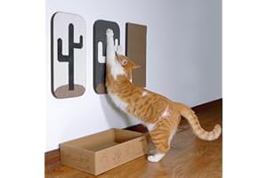 Miwoowim 4 Pcs Cat Scratcher Wall Mounted Scratch Pad +Cat Scratcher Box Door Cat Nail File Scratcher for Wall Modern Cute Cardboard Vertical Cat Scratching Post, Furniture Protector