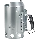onlyfire Charcoal Chimney Starter, Round BBQ Chimney Starter for Charcoal Grills Barbecue Fire Starter with Heat Shield & Sta