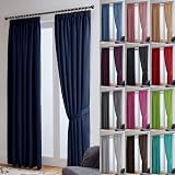 John Aird Blackout Curtains Navy 90 x 54 Two Panels Pencil Pleat Tie Backs