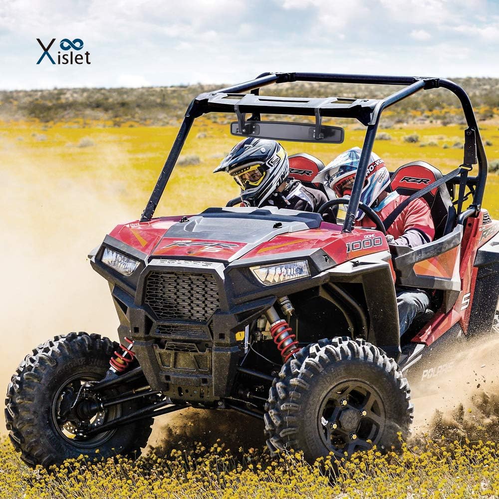 RZR Rear View Mirror, Xislet UTV Rear Mirror Included Rubber Shims and Bypass Compatible with 1.75