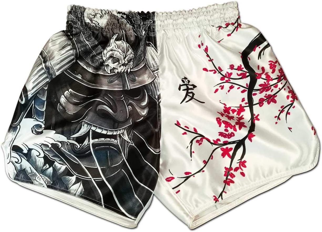 Men's Fight Shorts Cherry Blossom Samurai Muay Thai Kickboxing Boxing Trunks