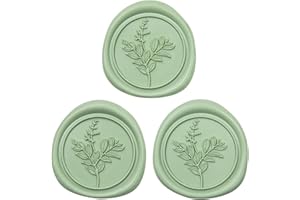 Uwilowe 60 Pcs Sage Green Wax Seal Stickers, Wedding Invitation Accessories Envelope Stickers - Peferct for Wedding Accessories, Gift Box Craft Wrapping, Christmas Cards Envelope Seals