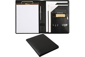 GZRHKJ Genuine Leather Left-Handed Portfolio Folder, Business Slim Portfolio Folio Organizer, Resume Folder, A4 Document Folder, Legal Pad Padfolio for Men & Women