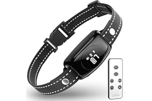 ALKD Dog Bark Collar, No Shock Bark Collar with Beep Vibration & 7 Adjustable Sensitivity Levels, IPX7 Waterproof Rechargeable Training Collar with Remote for Medium Large Dogs 15-120Lbs Home Outdoor Use