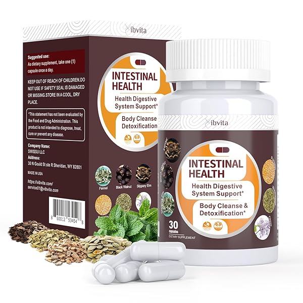 VIBVITA GUT HEALTH CLEANSE DETOX CAPSULES – INTESTINAL CLEANER WITH WORMWOOD, BLACK WALNUT, GARLIC BULB, CLOVE SUPPORT COLON CLEANSER & DIGESTION SYSTEM FOR WOMEN & MEN, 30 CAPS