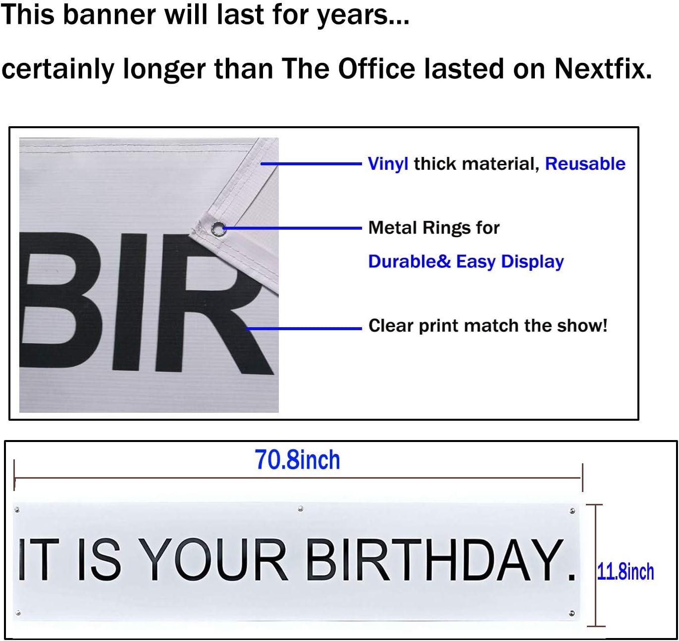 It is Your Birthday Banner, The Office Dwight Theme Infamous Husband Birthday Party Decorations, Brown Black Grey Balloon with White Streamers Tape 49Pcs Full Kit: Health & Personal Care