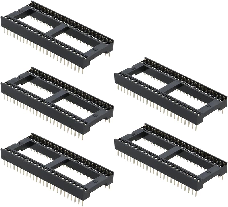 VGOL 5pcs 48pin IC Chip Socket Solder Type Adapter 1.27mm Pitch Dual Row DIY