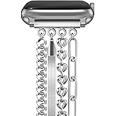 Newlibery Chain Bracelet Watch Band Women Compatible with Apple Watch 38mm 40mm 41mm 42mm(S10/11) Adjustable Fashion Slim Jewelry Strap for iWatch Series 11/10/9/8/7/6/5/4/SE 3/2/1/Ultra1 2 3 Silver A