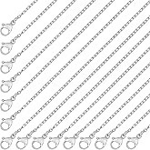 LXUEJIE 15Pcs No Tarnish Silver Necklace Chains for Jewelry Making, 18/20/24 inch Stainless Steel Link with Lobster Clasps DIY Links for Necklace Making Supplies, Necklace Chains for Pendants