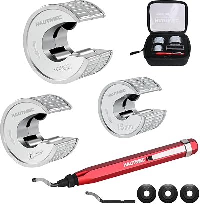 HAUTMEC Copper Pipe Cutter Set 3 PCS 15mm 22mm 28mm Portable Case