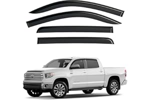 GrandWheel Co Smoke Tinted in-Channel Side Window Vent Visor Deflectors Rain Guards Compatible with Toyota Tundra 2007-2021 Crew Max - 4pcs. GW0092