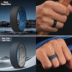 Egnaro Men's Silicone Rings, 7.5mm Wide 2.5mm Thick