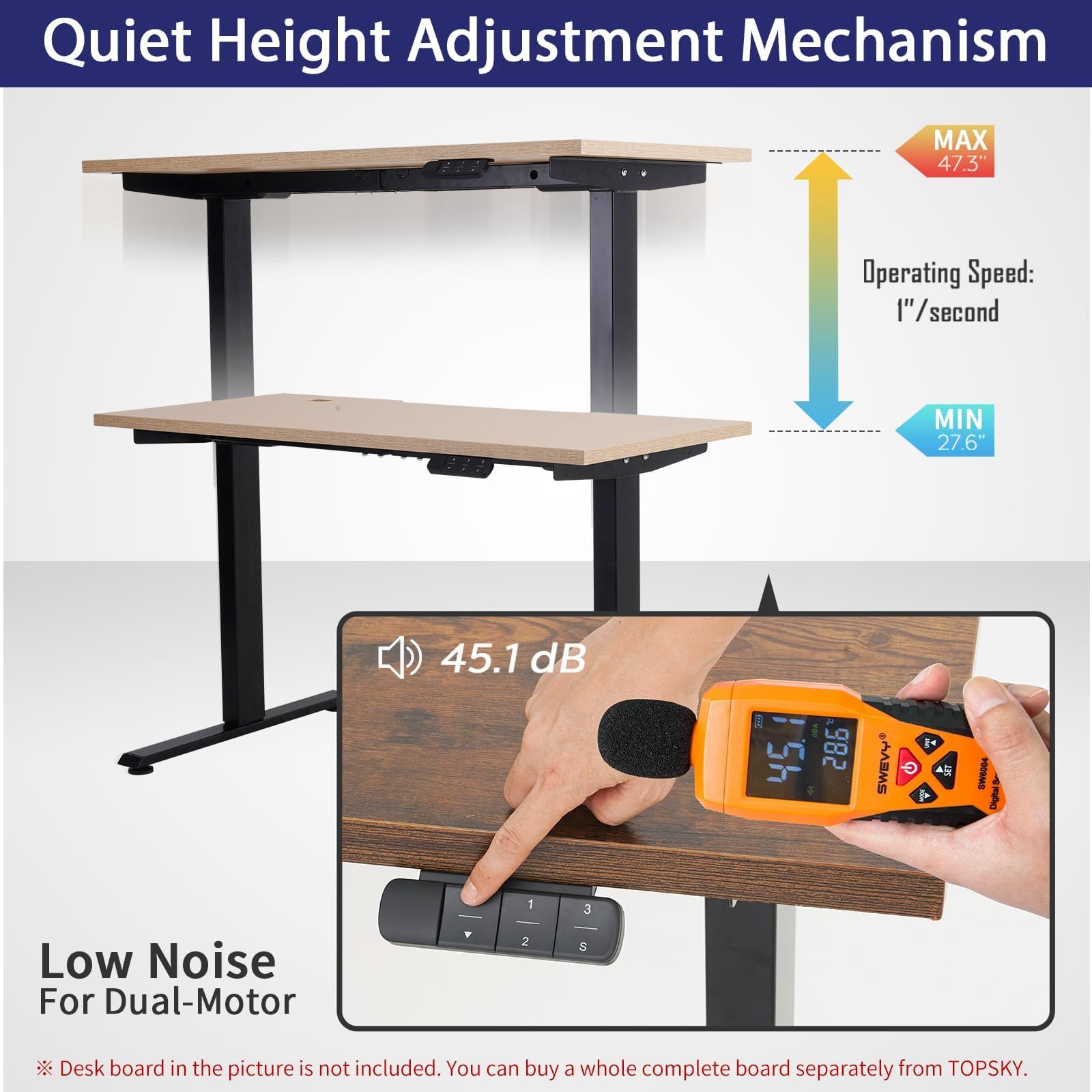TOPSKY Dual Motor Electric Adjustable Standing for up to 70.8”x31.5” Table Tops, 225 lbs Weight Capacity, Computer Desk for Home and Office (Black Frame only)