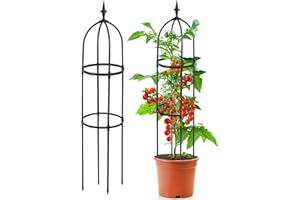 Kowoll Garden Obelisk Trellis for Climbing Plants Outdoor, Tomato Cage for Garden Plant Support, Rustproof Metal Pipe,Potted Tall Plant Stakes for Vine Vegetable Flower Support Outdoor Indoor- 1 Pack