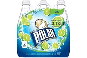 POLAR SELTZER Polar 100% Natural Calorie-Free Seltzer Water, 500ml (16.9oz) Bottles (Lime, Pack of 6)