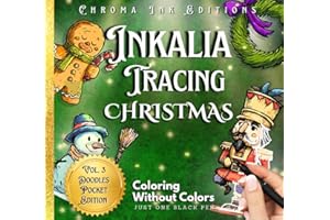 Inkalia Tracing Pocket Christmas Edition: Cozy Festive Doodles Bold and Easy: Relaxing Ink Tracing and Doodle Art for All Ages | Cozy Christmas Creativity with No Colors, Just One Black Pen