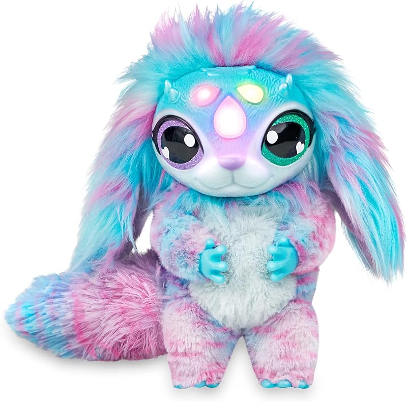My Crystal Ball Blue, Juguete Interactivo de Magia, Bola de Cristal mágica con Luces, Efectos y Sonidos, y un muñeco de Peluche Suave para cuidar, con Accesorios, Famosa (MGX06000)