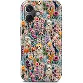 TAMUEL Cute Halloween Skeleton Flower Phone Case for iPhone 17, Compatible with Magsafe, Trendy Vintage Spooky Floral Magnetic Slim Silicone Shockproof Protective Women Girl Cover Case