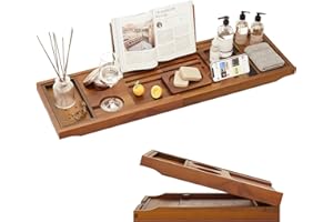 Premium Foldable Teak Bathtub Tray, Expandable Bath Tray for Tub, Luxury Bathtub & Bathroom Accessories