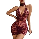 Avidlove Women Babydoll Lingerie Lace Chemise Halter Nightwear Teddy Dress