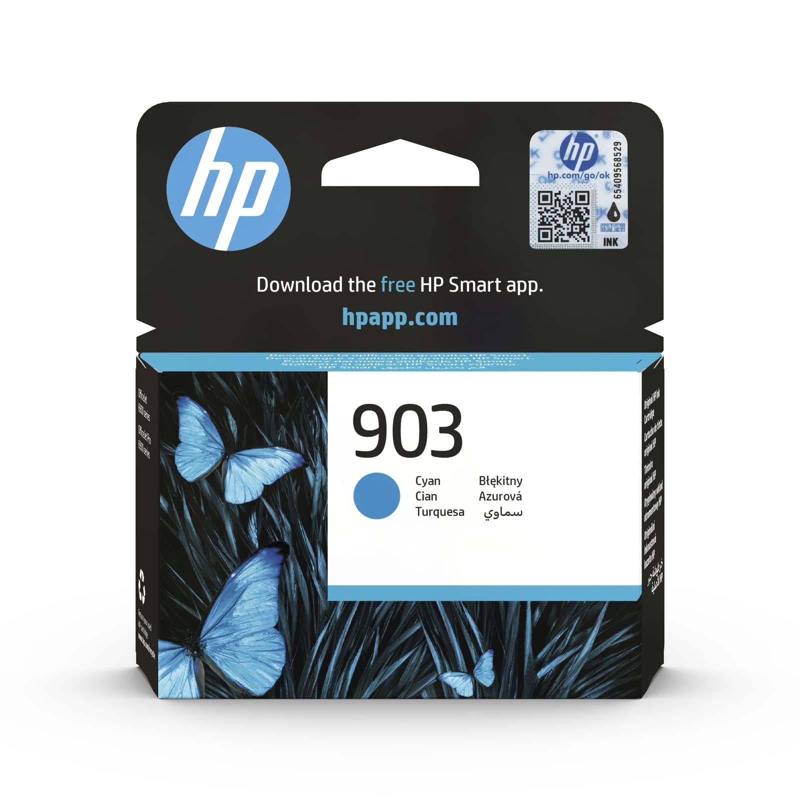 HP T6L87AE 903 Original Ink Cartridge, Cyan, Single Pack, Standard