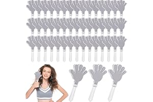 Junkin 48 Pcs Hand Clappers Bulk 7. 5 x 3. 5 Inches Noise Makers Party Favors Clapping Noise Maker Clacker for Birthdays Game Prizes Rewards Football Sporting Events Cheers Supplies (Silver,White)