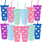 Potchen 12 Pcs Dental Assistant Gift for Coworkers Dental Hygiene Plastic Cups Bulk 24 oz Teeth Tumbler with Lids and Straws Reusable Dentist Drinking Juice Cups for Nurse Week Graduation Party Favor