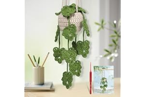 kdafio Crochet Kit for Beginners, Hanging Potted Plants Crochet Starter Kit with Step-by-Step Instructions and Video Tutorials Complete Crochet Kit for Beginners Decoration (Green Plants)
