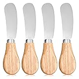 Hetenoyo 4 Pcs Cheese Spreader Knives, Wooden