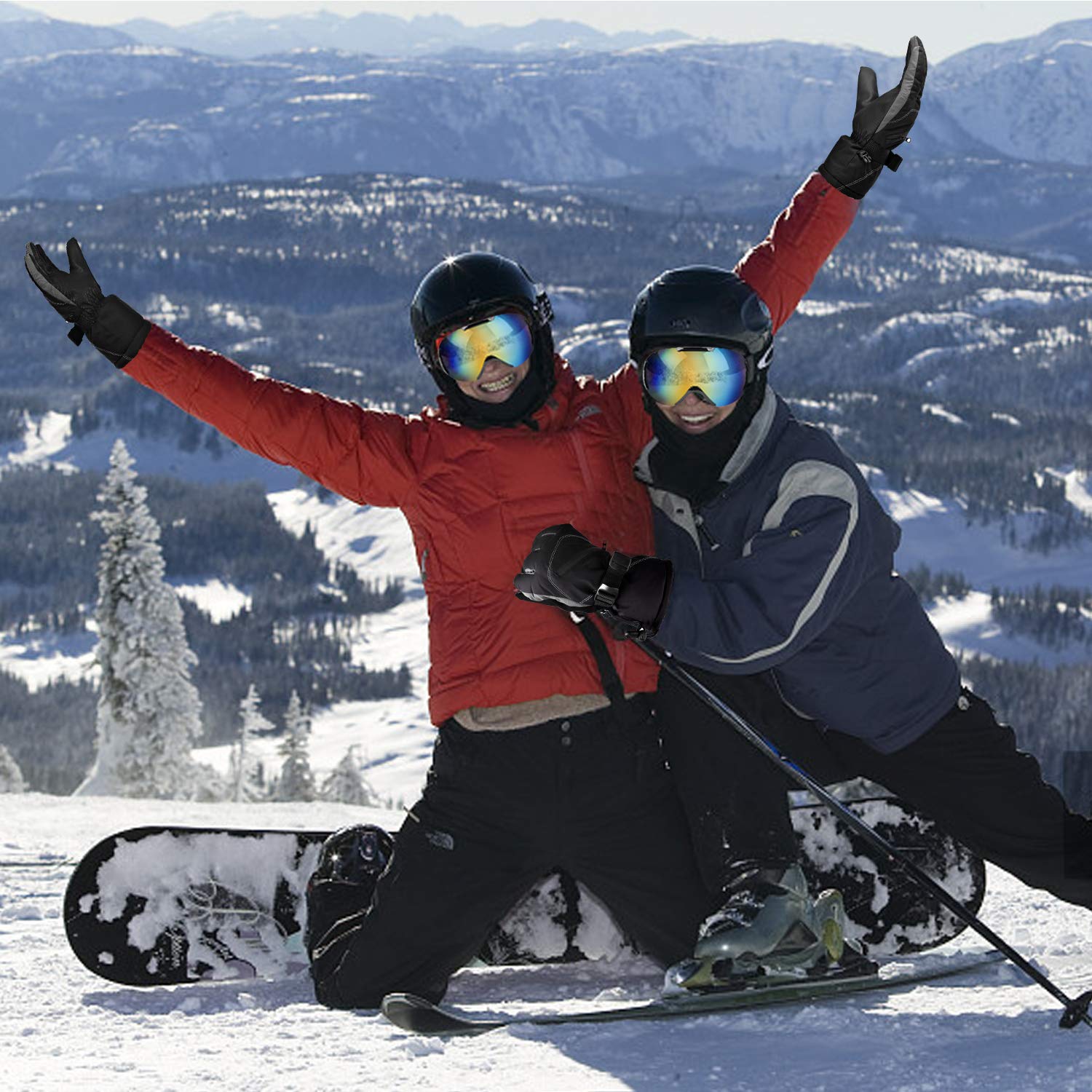 Gants Ski,Gants Hiver Chaud Homme et Femmes,-20℃ Isolation à Froid,Étanches Anti-dérapant et Coupe-Vent,Gants Sports d\'hiver en Plein Air pour Ski,Snowboard,Moto,Cyclisme