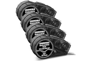 MarkDomain Compatible with Label Tape M21-500-595-WT 1/2 Black on White All-Weather High Adhesion Vinyl Tape for Lab/Equipment Work with BMP21-PLUS, BMP21-LAB0, M210, M211, M210-LAB Label Printer, 4pk