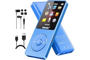 RUIZU 64GB MP3 Player with Bluetooth 5.3, Weight 0.055 lbs, Portable Music Player for Kids, Sports, FM Radio, Voice Recorder, 80 Hours Digital Audio Shuffle Playback, Support 128GB Micro SD Card, Blue