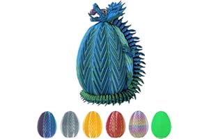 Cucue 3D Printed Dragon Egg - Fidget Toy with Surprise Energy Stone Inside - Articulated Flexible Joint Parts - Unique Figurines, Desk Decorations, Stocking Stuffers, Gifts for Kids