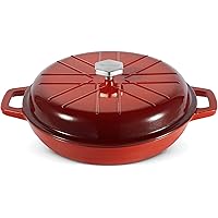 VonShef Cast Iron Shallow Dutch Oven Casserole Dish Braiser Pan With Non-Stick Enamel Coating, Signature VonShef Style…
