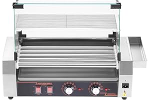 Uargd Hot Dog Roller Machine, 12-Sausage Capacity with 5 Rollers, Stainless Steel Grill Cooker, 750W Commercial Sausage Maker