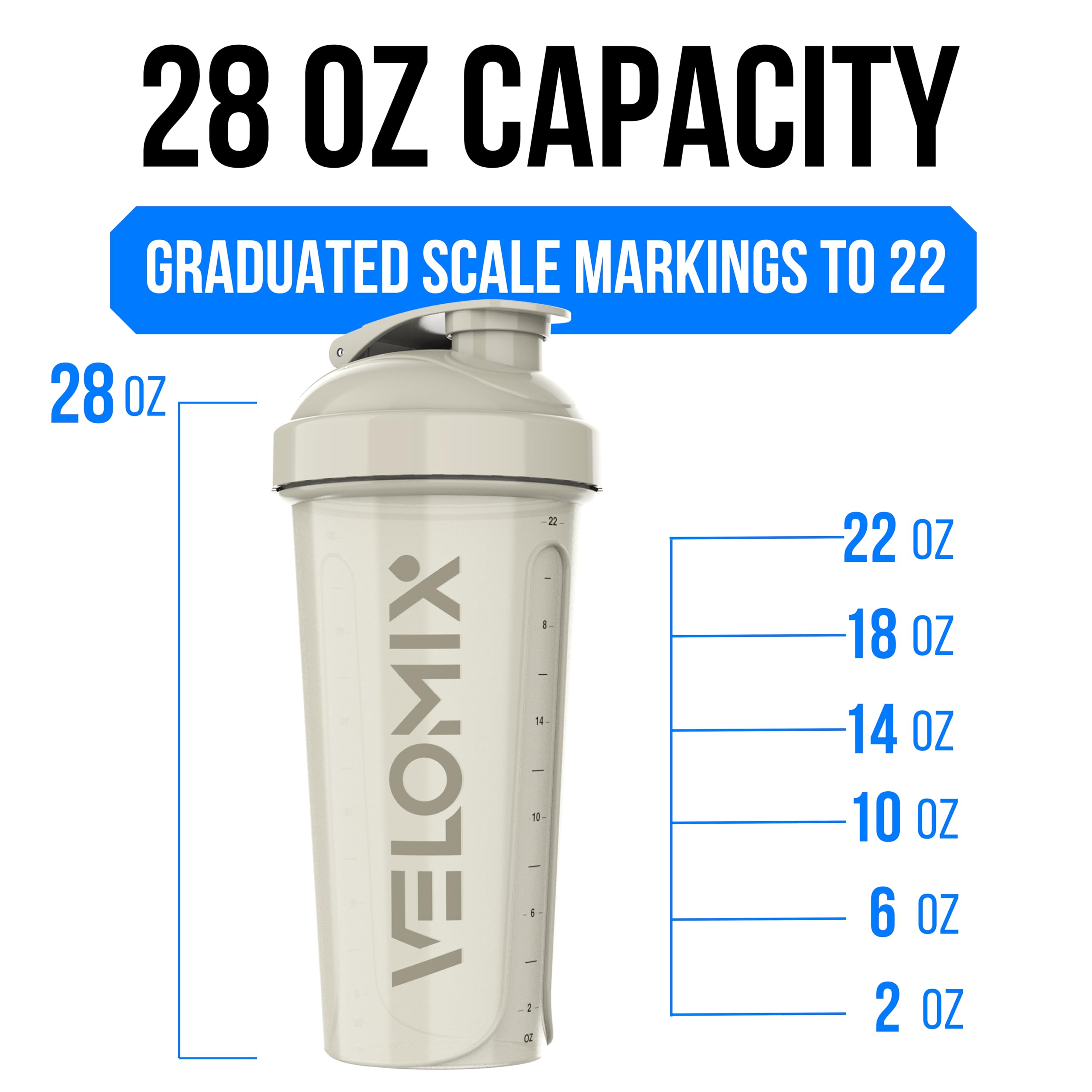 VELOMIX -6 PACK- 28 oz Protein Shaker Bottle for Protein Mixes - 6x Wire Whisk | Leak Proof Shaker Cups for Protein Shakes | Protein Shaker Bottle Pack | Protein Shake Cup (Earth Tones Collection)