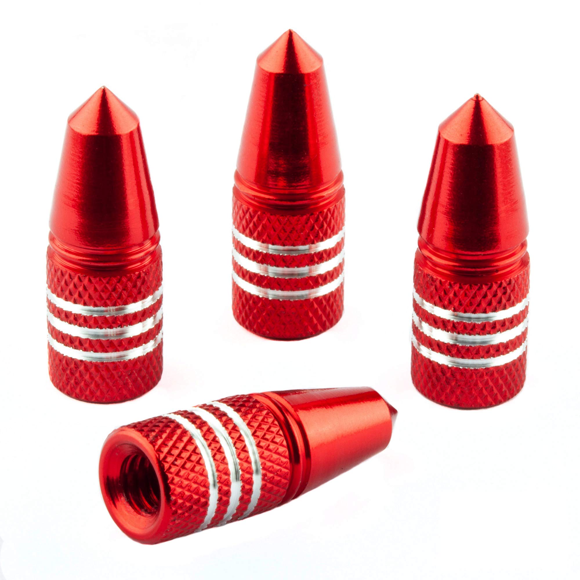 Bike Bits Presta Valve Caps - Use On Presta/French Valves (4 Pack) (Red, Rocket)