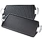 Bruntmor 17" x 9" Pre-Seasoned Cast Iron Reversible Grill/Griddle Pan, Cast Iron Grill Pan For Stovetop, Open Fire & In…