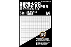 Semi-Log Graph Paper Notebook: X axis - Linear and Y axis - Logarithmic | 1, 2, 3, 4 and 5 Cycles (Decades) | 20 Pages for ea