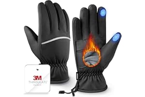 KROSA Winter Gloves Men Women Made with 3M Insulation & Plush Lining, -15°F Windproof & Water-Resistant Snow Gloves for Cold Weather, Ski Glove with Reflective Strips & Touchscreen Fingers for Running
