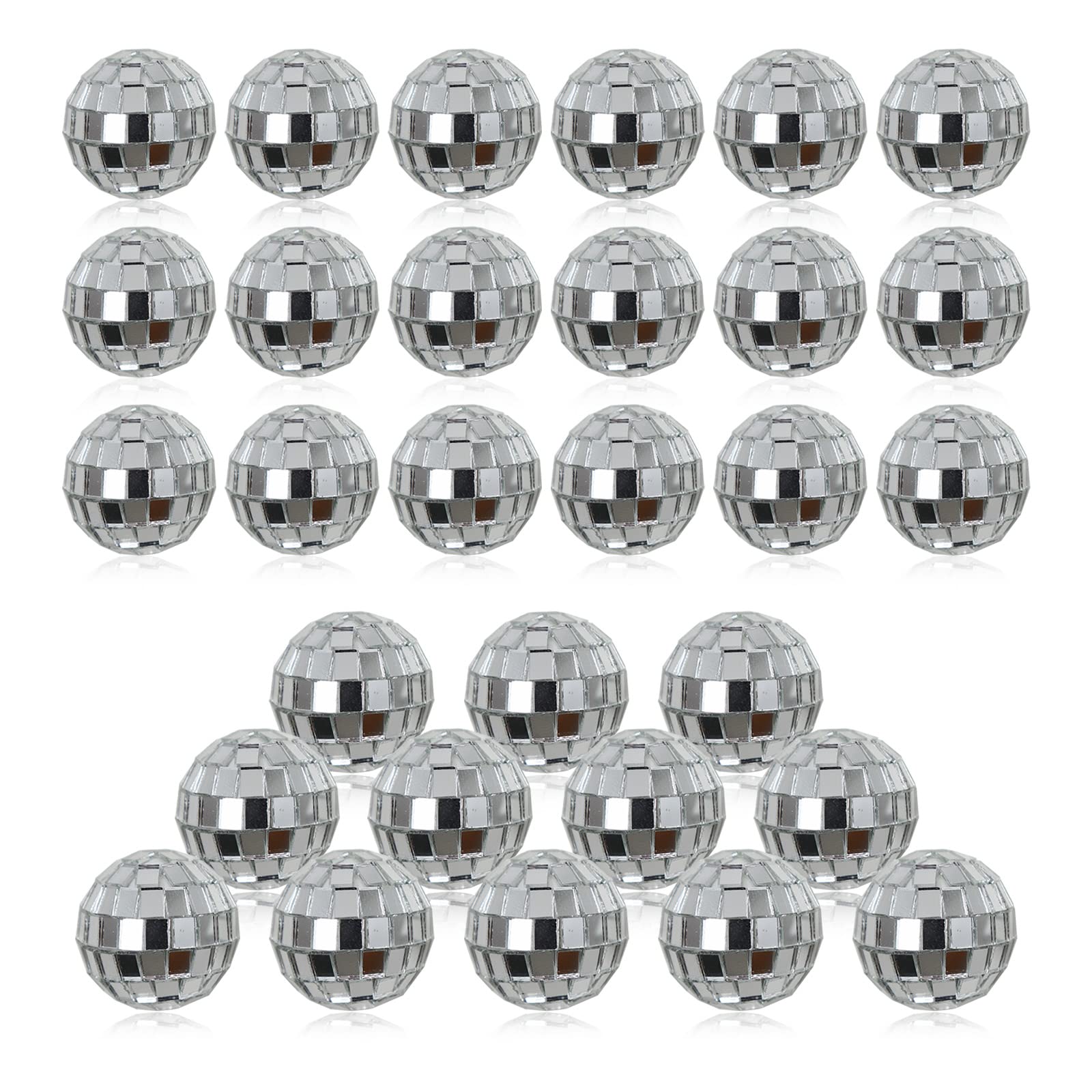 30Pcs Small Mirror Disco Ball 3cm 1.18in Diameter, Christmas Ball Ornaments, Cake Party Stage Decoration Ball, Disco Mirror Reflective Ball (Silver)