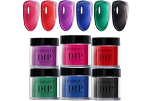 AZUREBEAUTY Dip Powder Nail Kit, 6 Color Jelly Glow Dipping, Natural French Nail Art Starter Manicure Salon DIY at Home