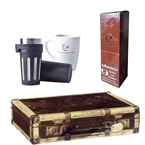 Coffeepolitan Premium-Geschenk Kaffee-Weltreise mit Zubereitungsset - 9 Kaffeesorten aus 9 Ländern - ideal auch als als Oster